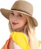 Beach Hats for Women - 33cm Sun Hat Womens, Wide Brim Straw Womens Sun Hat with Wind Lanyard Roll Up Foldable UV Protection