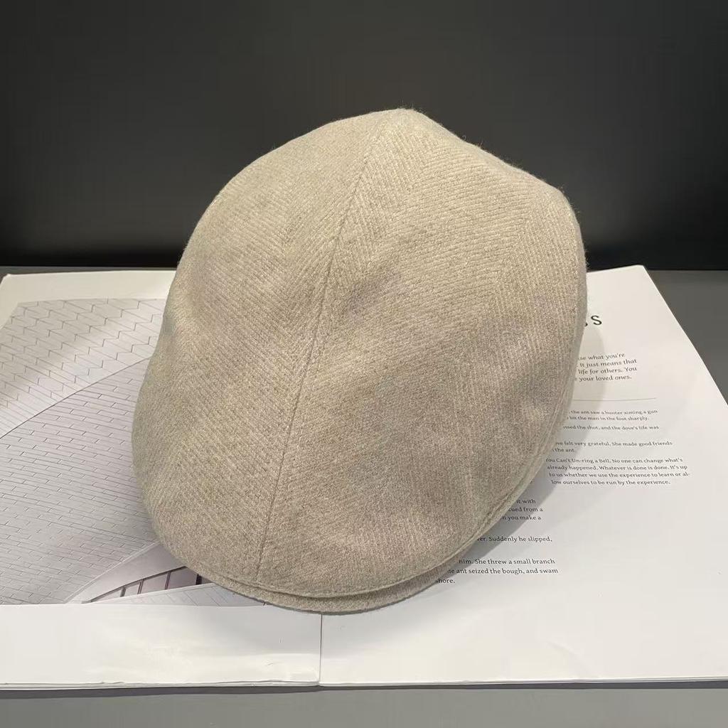 Autumn and Winter New Style Big Head Circumference Showing Face Small Reverse Wearing Beret British Style Retro Newsboy Hat for Men