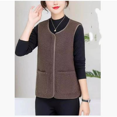 Fur Integrated Granular Fleece Vest Women's Western Style Autumn and Winter Fashion Granular Fleece Waistcoat Outer Wear Vest Outer