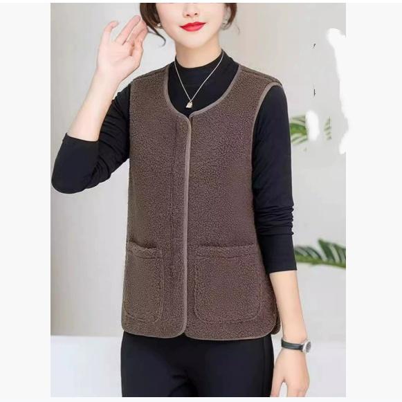 Kailiu integruota granuliuota vilnos liemenė moteriška vakarietiško stiliaus rudens ir žiemos mada granuliuota vilnos liemenė viršutinis drabužis liemenė viršutinis