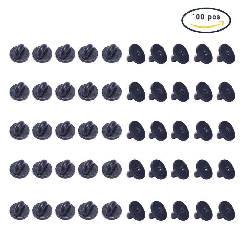 100 Pcs Practical Rubber Pin Backs Safety Backs Locking Clasp for Replacement 1 чёрный