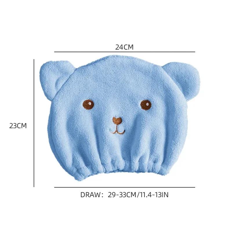 Quick Dry Hair Towel Cartoon Soft Bath Cap Solid Color Thickened Bathroom Hair Turban Absorbent Shower Cap Bathroom Accessories