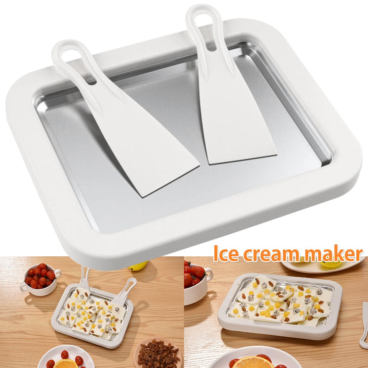 Ice Cream Roll Maker Machine With 2 Scrapers Ice Cream Maker Plate Multifunctional Cold Sweet Fried Food Plate Rolled Ice Cream avorio