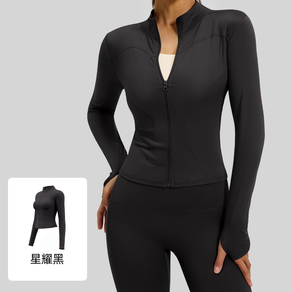 Spring And Autumn Slim Yoga Clothing Long Sleeve Women'S Skinny Running Naked Sports Fitness Yoga Jacket Top