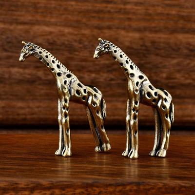 Ornamenti Giraffa in Ottone Vintage Decorazione Scrivania Ufficio Animale da Tè Statuetta Miniatura Decorazione Casa