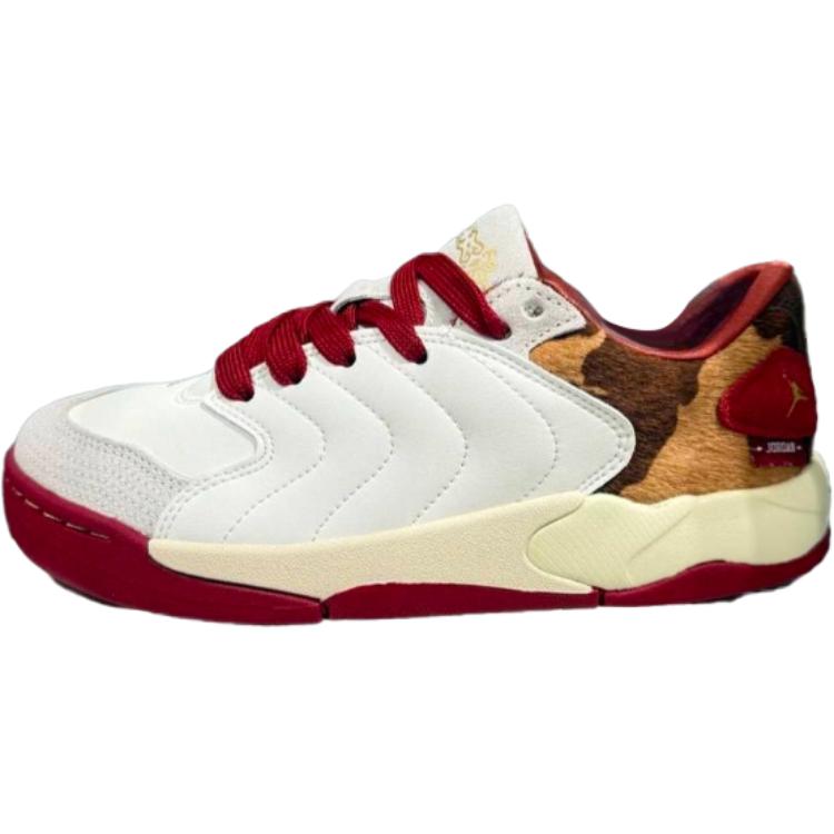 Jordan Session Synthetic Leather Versatile Comfortable Low Top Basketball Shoes Kids sneaker White Brown Red IQ1112011 37.5