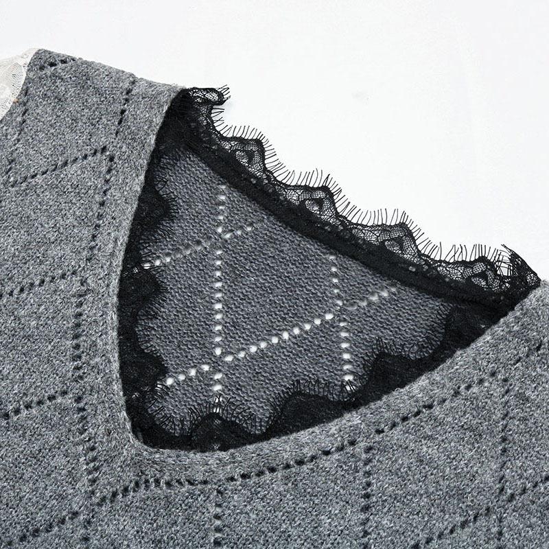 Women's Knitwear, Color-Block, Long Sleeve for Fall and Winter