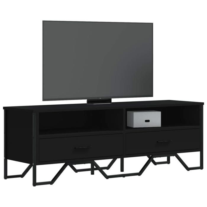 VidaXL Meuble TV noir 122x34x41 cm bois d'ingénierie, support TV, buffet TV, meuble multimédia, banc TV, meuble hifi, centre 848579