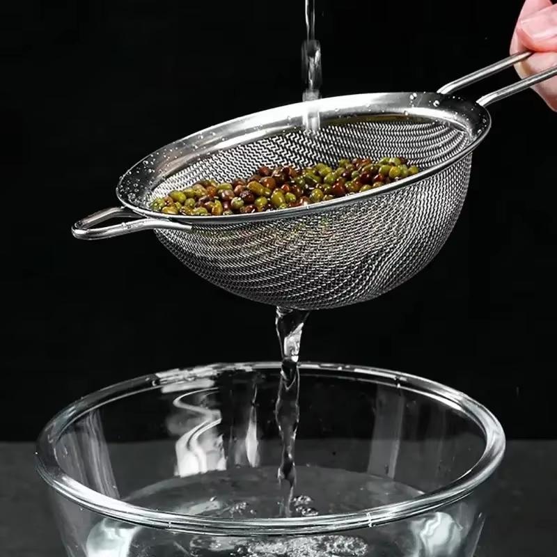 Stainless Steel Sieve Fine Mesh Filter Slotted Spoon Kitchen Accessories For Cooking Baking Oil Flour Strainer Sifter