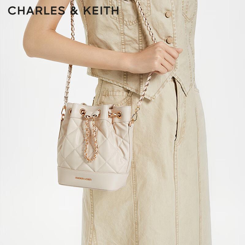 CHARLES & KEITH Quilted Chain Shoulder Bucket Bag