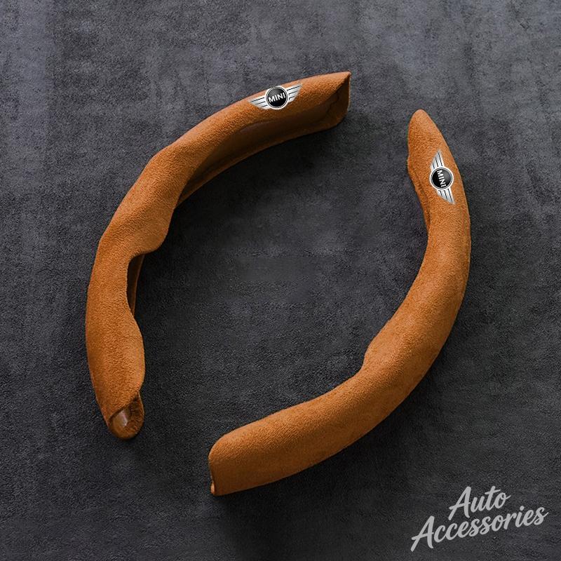Suede Car Steering Wheel Cover Anti-Slip Protect Accessories For BMW Mini Cooper One JCW F54 F55 F56 F60 R50 R52 R53 R60 Sticker