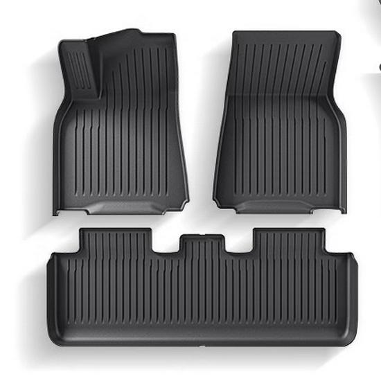 Tesla Model 3/Y Full Set TPE Floor Mats: New Version, Vacuum Formed, Surround Design.
