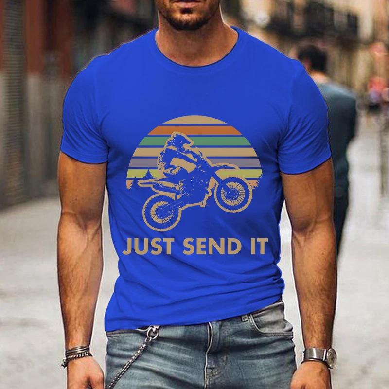 Just Send It Print Shirt Motorcycle Graphic Men Women T-shirts Vintage Style Motocross Gift Classic T Shirts Street Men Tshirt