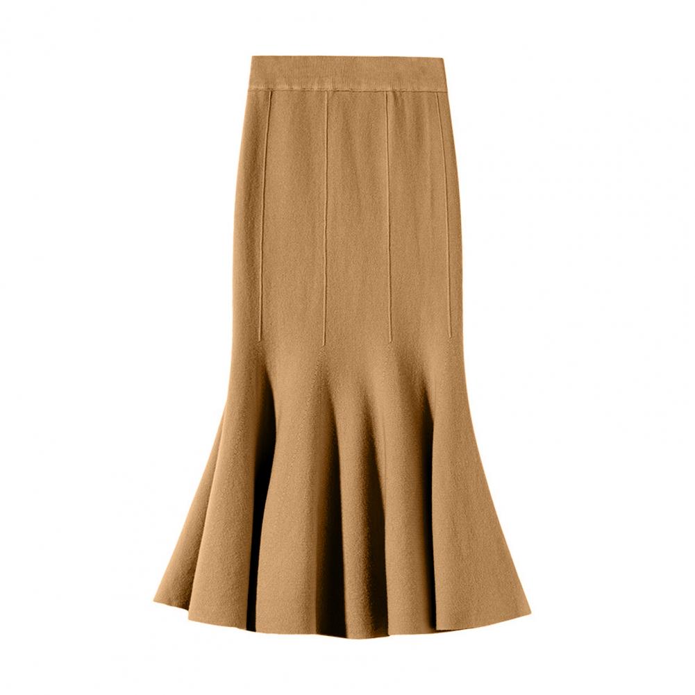 

Юбка макси Элегантная юбка из вискозы с высокой талией и эластичным дизайном для офисной женской одежды для работы и отдыха One Size кофейный