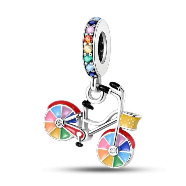 Colorful Zirconium Charms Bead 925 Sterling Silver Dragon Butterfly Dangle FitNew Bracelet Necklace DIY Jewelry Marking
