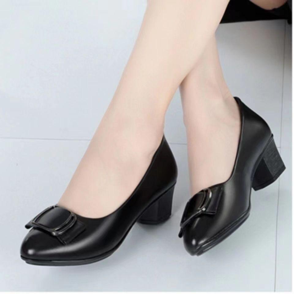 Fashion Shoes For Woman 2024 Luxury Leather Casual With Medium Heels Women's Summer Footwear Square E Discount Slip On Sale Chic Point A