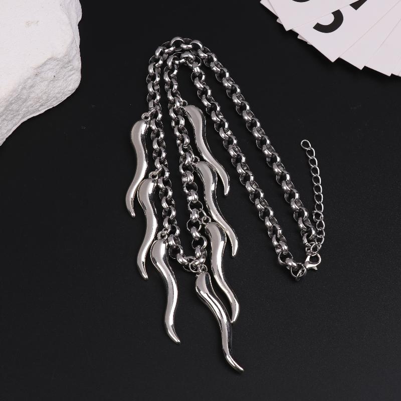 Punk Aesthetic Titanium Steel Cone Pendant Necklace Cool Accessories Geometric Neck Chains Goth Grunge Rock Jewelry Gift