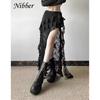 Nibber Tassels Women Skirts Irregular Hem Multi-Layered Ruffles Lace Patchwork Sweet Summer Trend Daily Skinny Versatile Bottoms