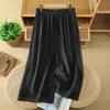 DIMANAF Taglie Forti 2026 Pantaloni da Donna in Lino Vita Elastica Vintage Basic Donna Pizzo Monocolore Gamba Larga Lunghi Oversize Larghi