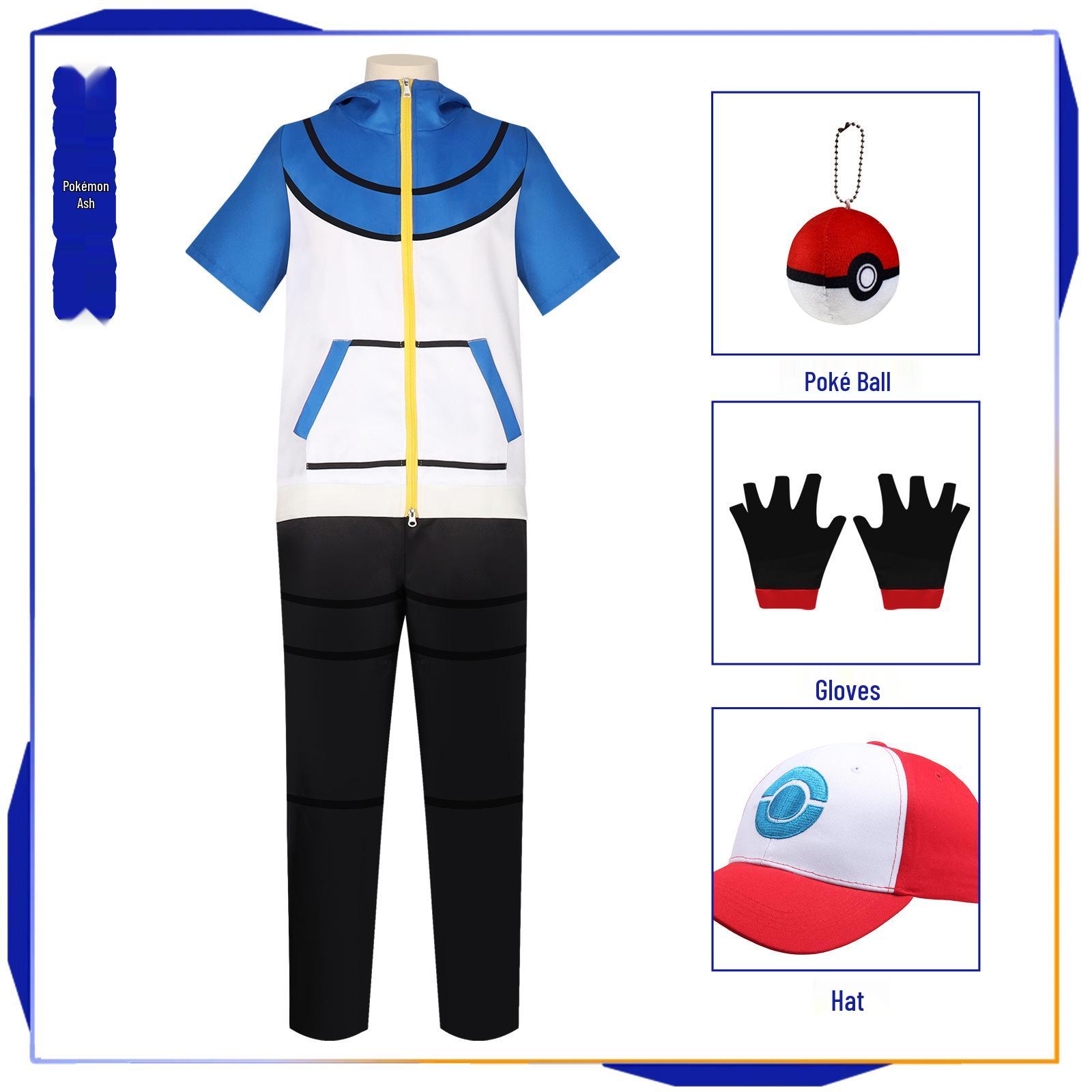 

Ash Ketchum Cosplay Costume - Summer Short-Sleeved Outfit in Stock One Size
