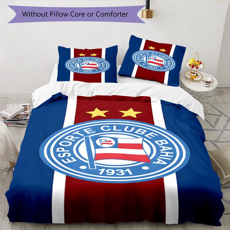 Bahia Fc Crest Emblem Printed Pattern Duvet Cover Set – Includes 1 Duvet Cover and 2 Matching Pillowcases Bedroom Decor Christmas Gifts