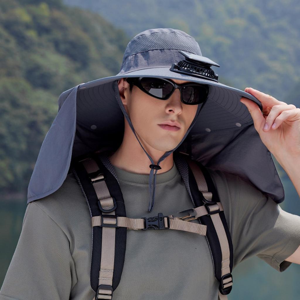 Outdoor Mountaineering Fishing Sun Hat With Large Solar Fan