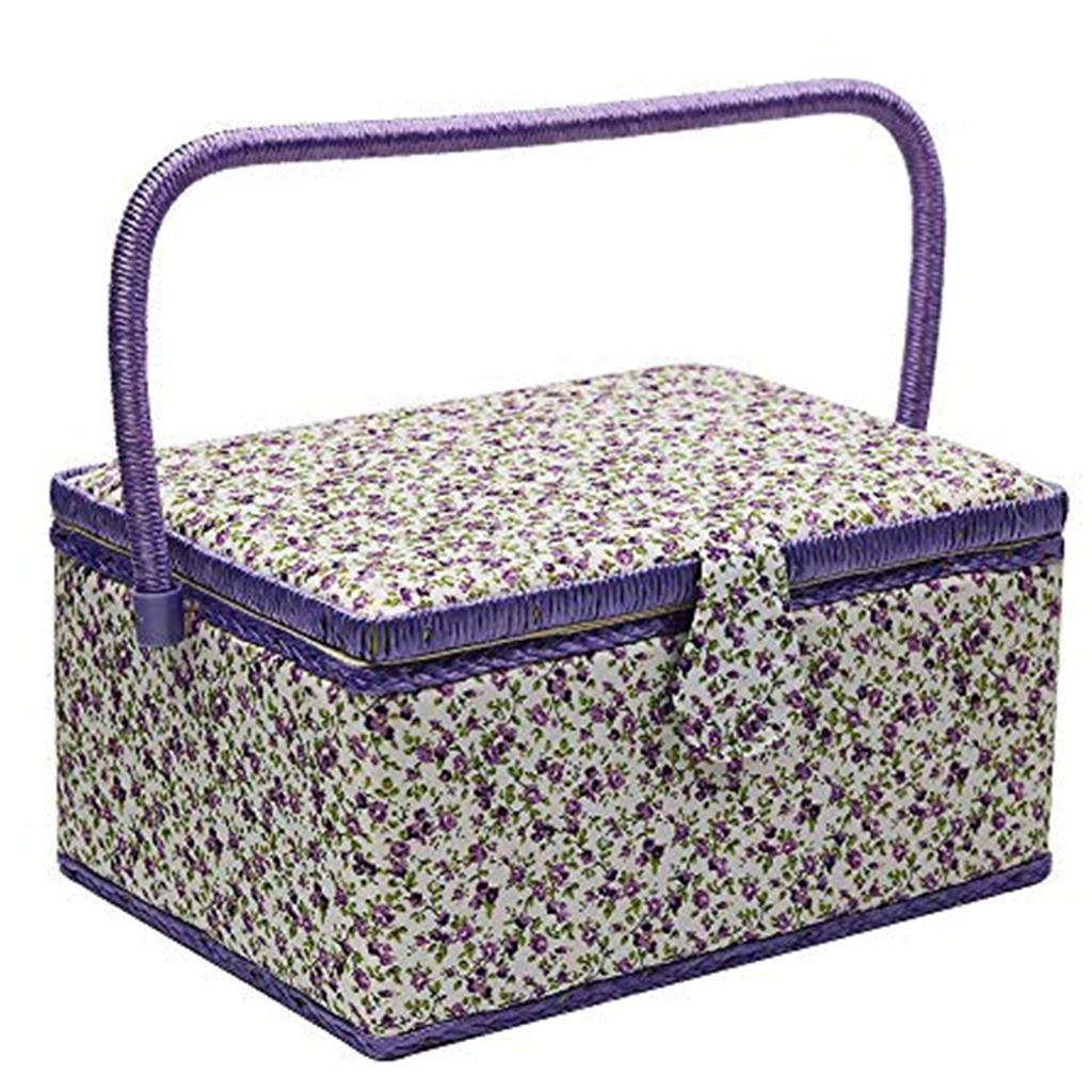 Sewing Sewing Large Floral Portable Storage Case for Home Organizes Sewing and Large Easy to DIY Craft Day D&D Box, Basket, Capacity, Print, Use,