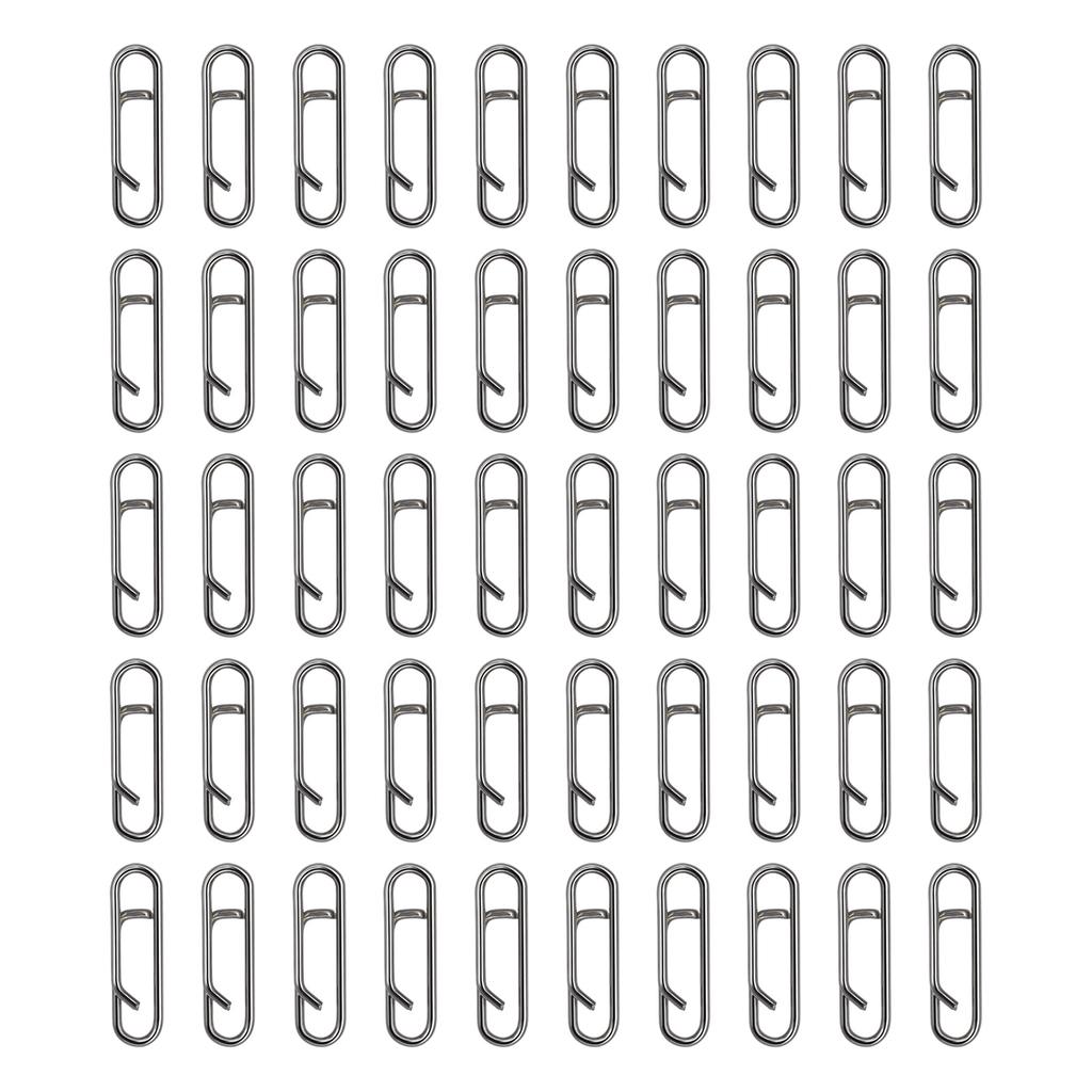 50Pcs Power Fishing Clips Link Split Rings Snaps Stainless Steel Quick Change Connector for Lures Fishing Clip Connector