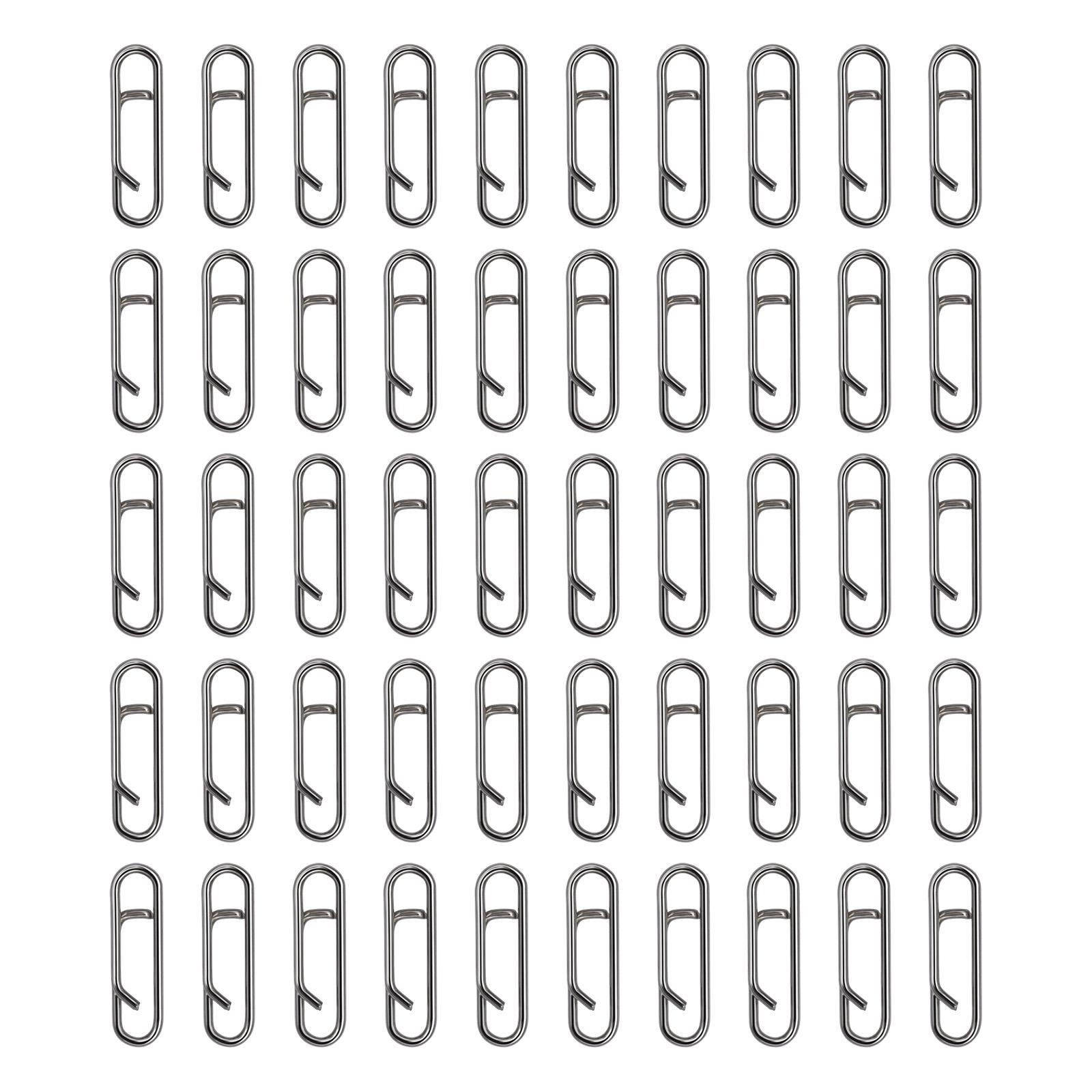 

50 шт. Силовые рыболовные зажимы Соединительные заводные кольца Застежки Нержавеющая сталь Быстросъемный соединитель для приманок Рыболовный зажим-соединитель D