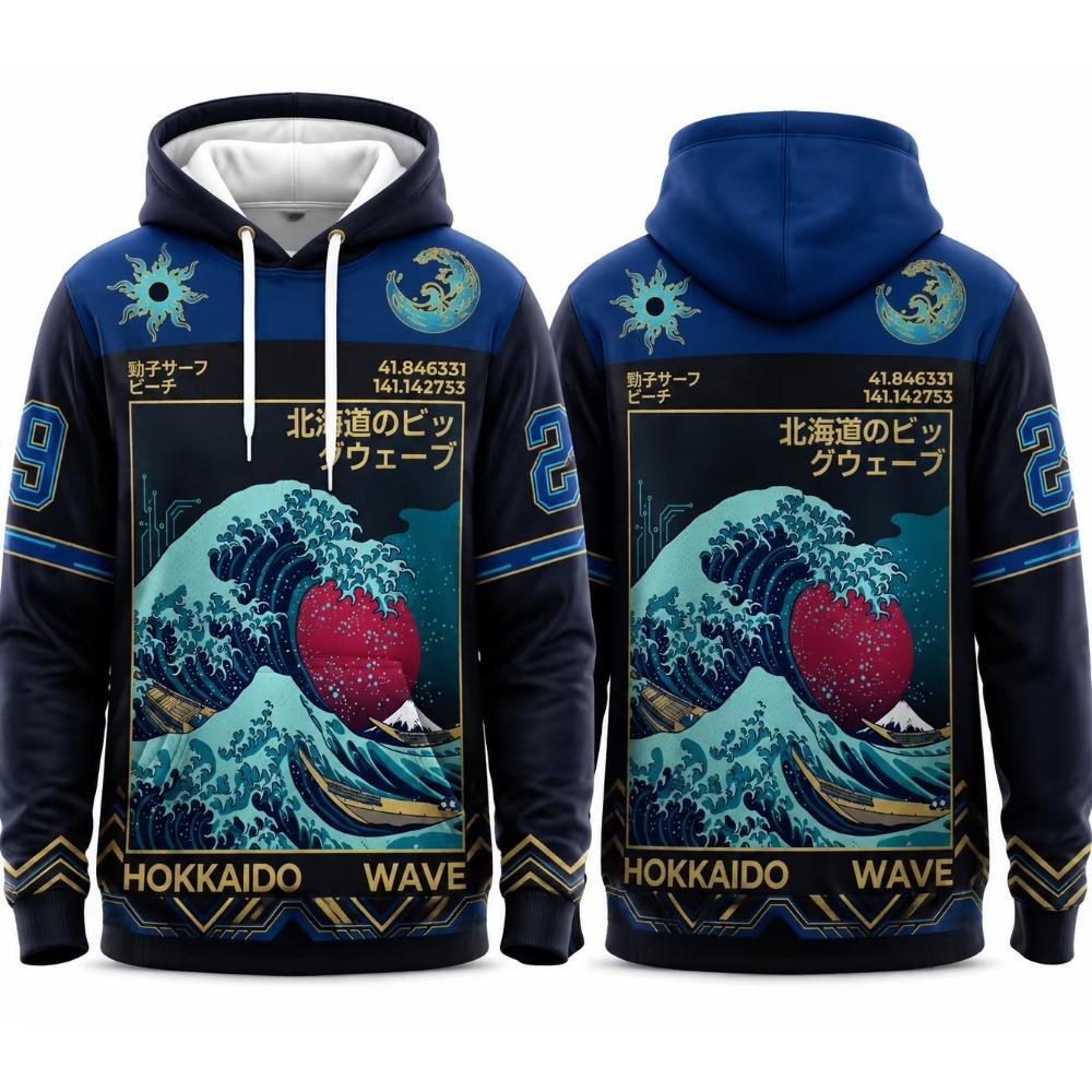 Felpa con cappuccio 3D stampata in stile giapponese retrò, pullover autunnale e invernale, maglia sportiva, stile street, hip-hop, felpa Y2K