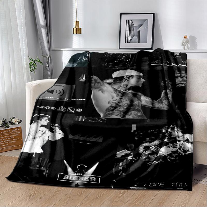 2025 New Style Justin Drew Bieber Singer JB Blanket,Soft Throw Blanket for Home Bedroom Bed Sofa Travel Picnic Cover Kid Gift