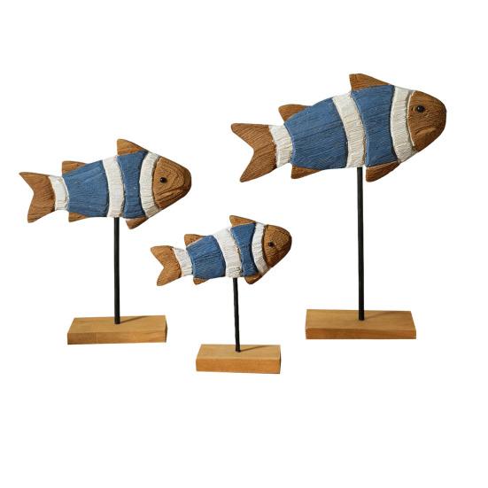 

3 шт. Деревянная Рыба Настольная Центральная Композиция Морское Животное Скульптура Рустикальный Стоящий Деревянный Знак Рыбы Настольное Украшение для Прибрежного Пляжного Домашнего Офисного Декора синий