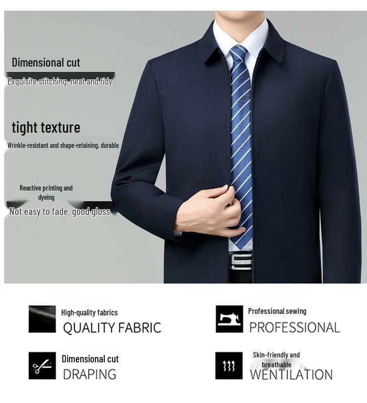 2026 Men's Wool Jacket: Spring/Autumn Casual Business Wear for Middle-aged Dads