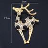 Gold Alloy Sika Deer Brooch with Rhinestone Inlay – Cute Lapel Pin Ornament