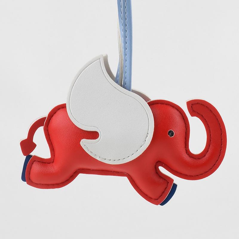 Handcrafted Leather Elephant Keychain: Cute Gift Bag Charm & Pendant