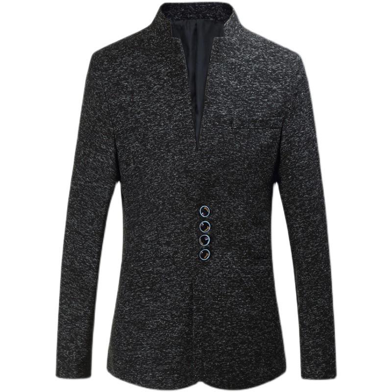 Men's Slim Fit Stand Collar Multi-Button Casual Suit Jacket
