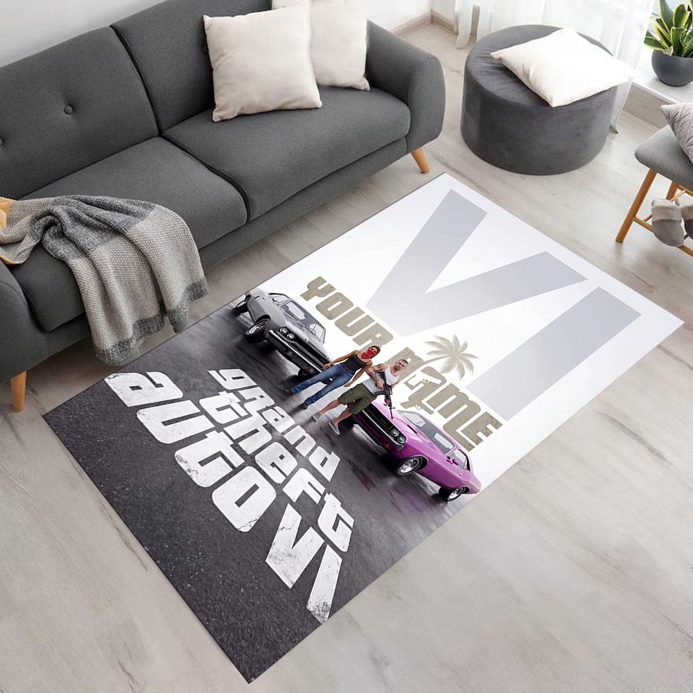Grand Theft Auto Personalized Name Floor Mat Suitable for Playrooms Dining Room Kitchen Foyer Anti-slip Rug Office home decor Gift for Festivals