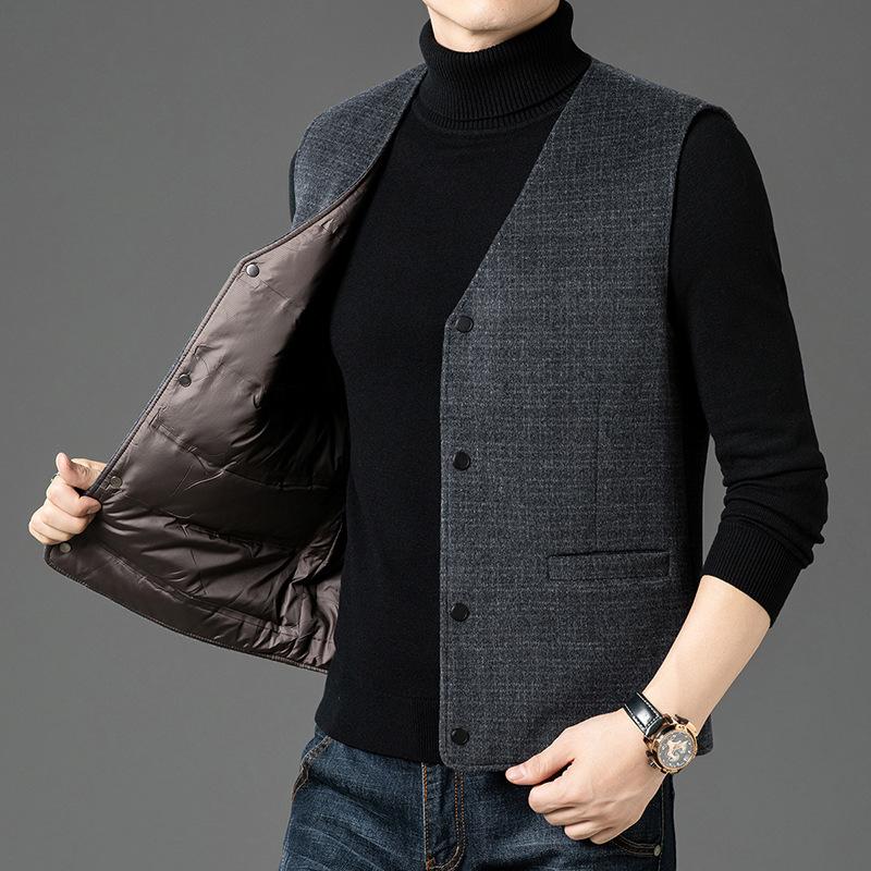 Middle-aged Men's Down Liner Wool Vest Vest Vest In Winter New Warm Vest Men's Wool Vest