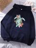 Sea Turtle Cartoons Printing Hoodie Womens Comfortable Loose Sweatshirts Winter Fleece Warm Tops Basics Casual Womans Clothes