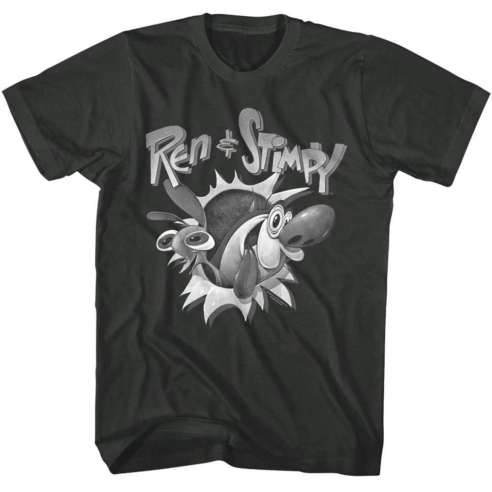 Ren and Stimpy Bursting Through Mens T Shirt Fashion Trend Y2K  Men Clothing T Shirts XL