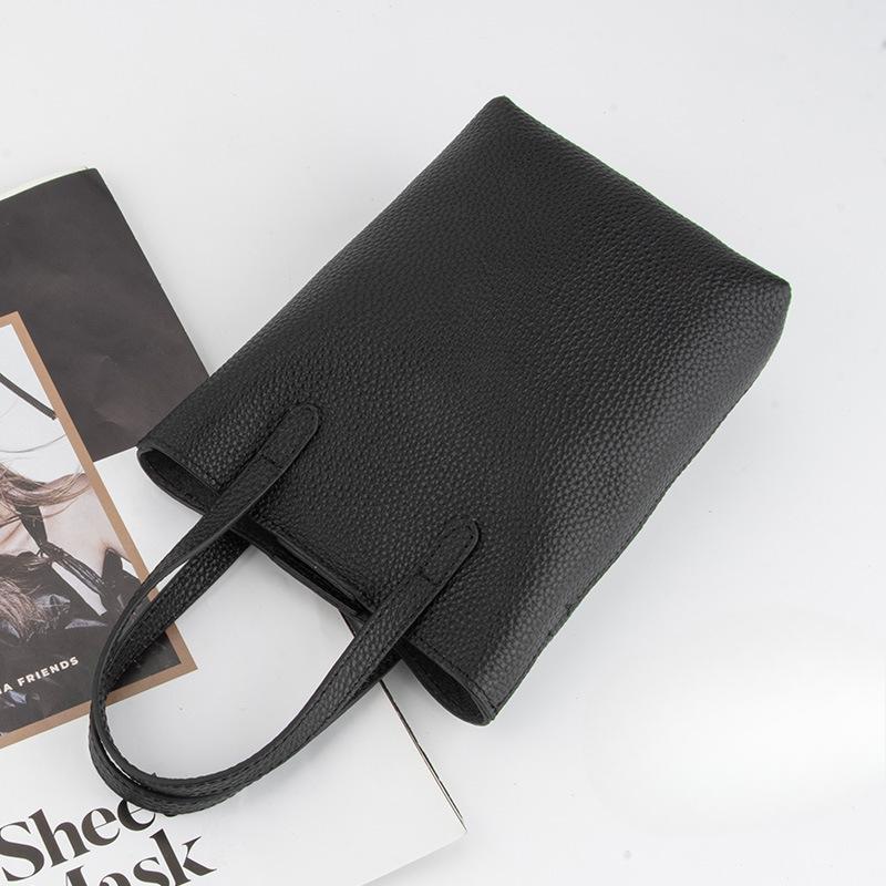 Damen Klassische und Schlichte Vollnarbenleder Vielseitige Einzel-Schultertasche, Leichte Umhänge-Handytasche