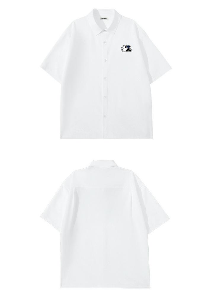 Hello Hipanda, Panda. High end, minimalist, solid color, lapel, short sleeved shirt