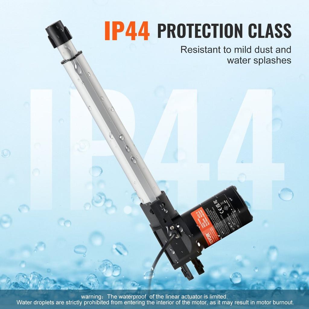 Linear Actuator 12V 10In Heavy Duty 1320lbs/6000N 0.19"/s IP44 Protection