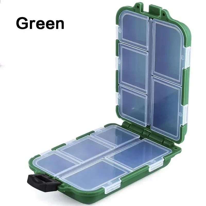 

FLYSAND 10 Compartment Mini Storage Case - Flying Fishing Tackle Box for Spoon, Hook & Bait Storage, Fishing Accessories зелёный