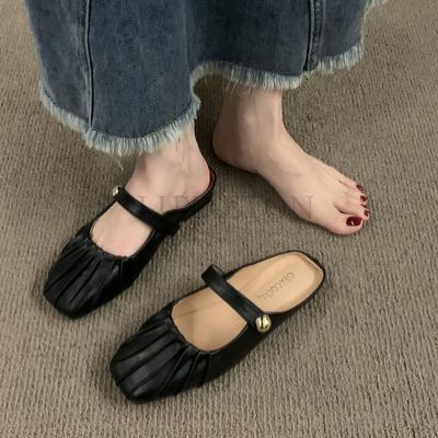 Shoes Women Female Slippers Slides Cover Toe Loafers Fashion Soft Flat Luxury Rubber PU Fretwork Basic Loafers Female Shoe