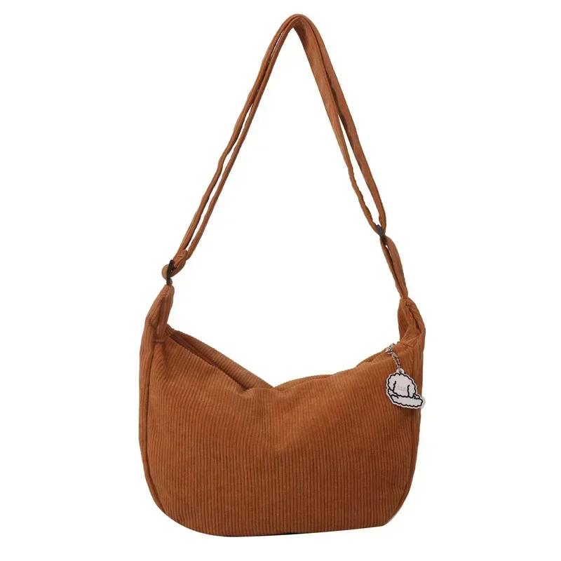 Cord-Crossbody-Taschen für Damen, Große Umhängetasche, Geldbörse und Handtaschen, Einfarbige Damen-Umhängetasche