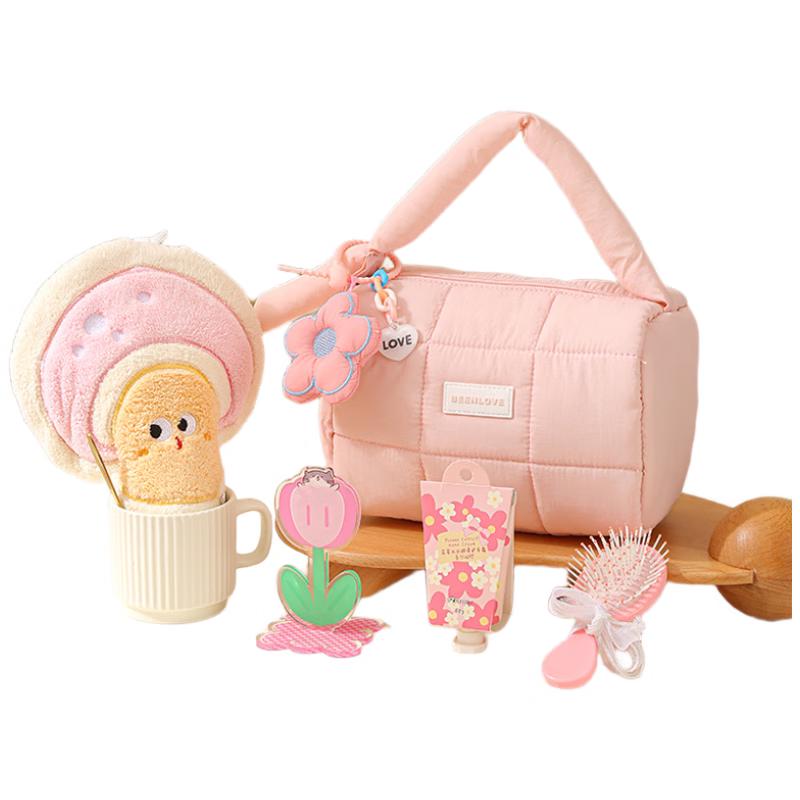 Changbaosen Pink Puff Crossbody Bag Combo Set