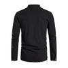 Men's Casual And Fashionable Cotton And Linen Solid Color Round-neck Long-sleeved