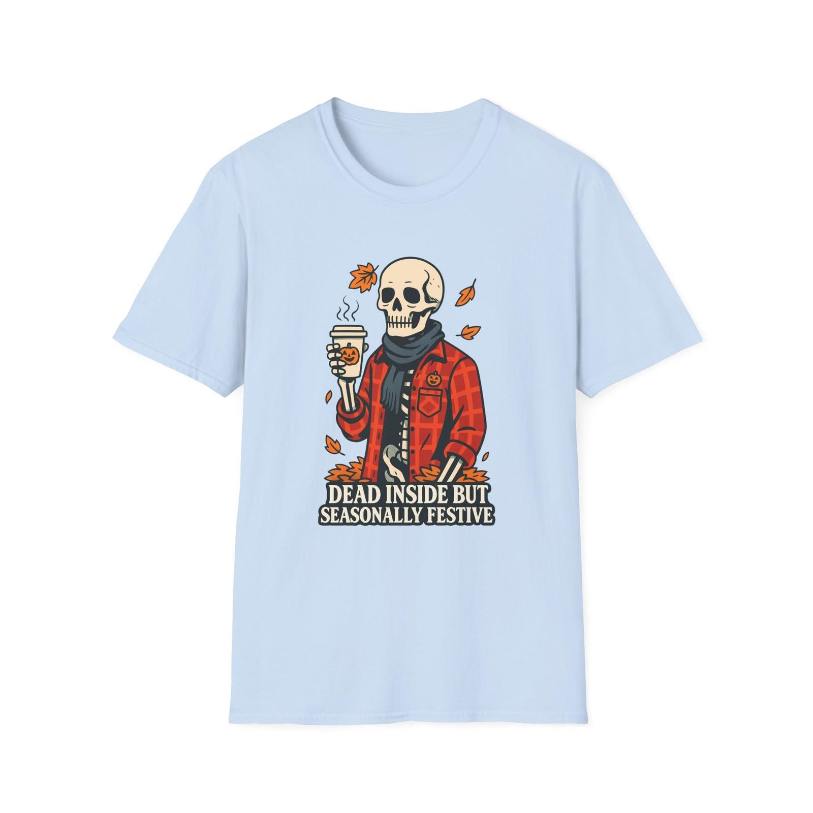 Unisex Softstyle T-Shirt Mens Womens Tees Top Skeleton Pumpkin Spice Latte Funny Fall Flannel Autumn S