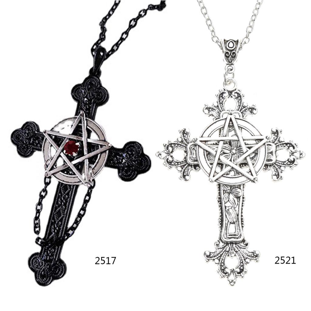 Elegant Gothic Chain Necklaces Religious Neck Jewelry Pendant Necklace Simple Neckchain for Parties and Casual Looks